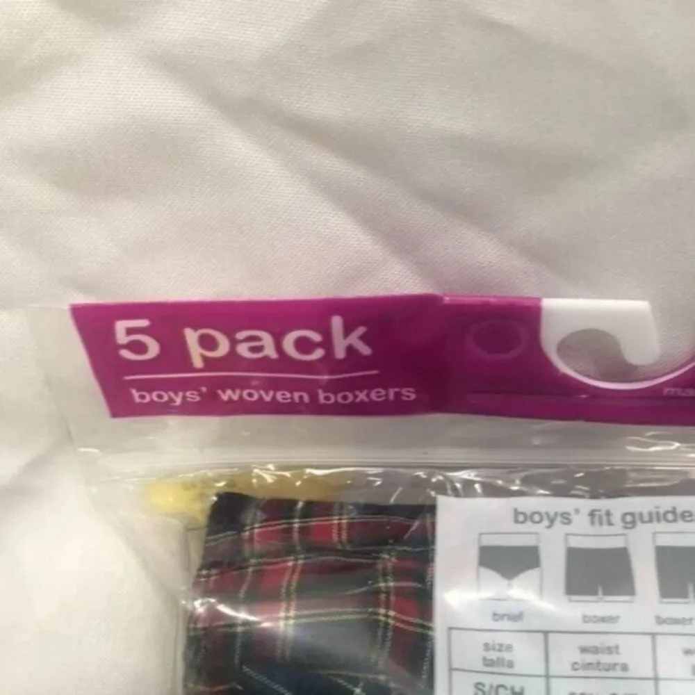 Wonder Nation Boys Woven Boxers 5 Pack Underwear Size Medium (8) Plaid‎